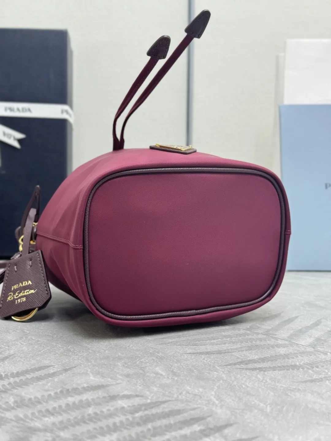 Nylon Bucket Bag with Leather Trim D60016333 — view 6