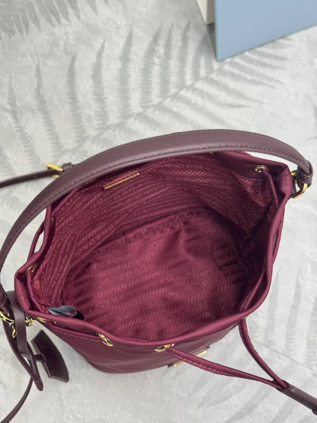 Nylon Bucket Bag with Leather Trim D60016333 — view 8