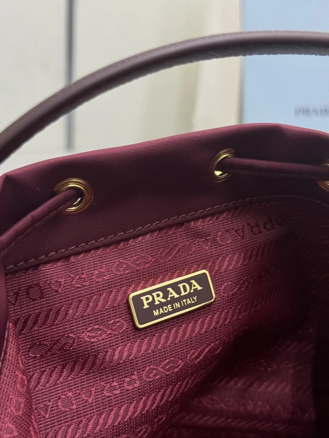 Nylon Bucket Bag with Leather Trim D60016333 — view 9