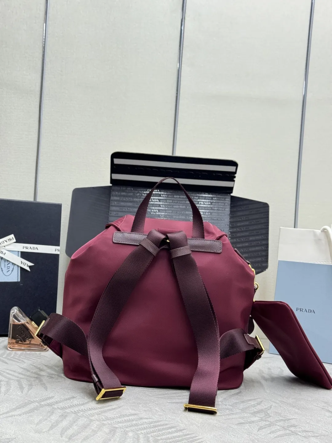 Nylon Backpack with Saffiano Leather Trim D76016335 — view 2