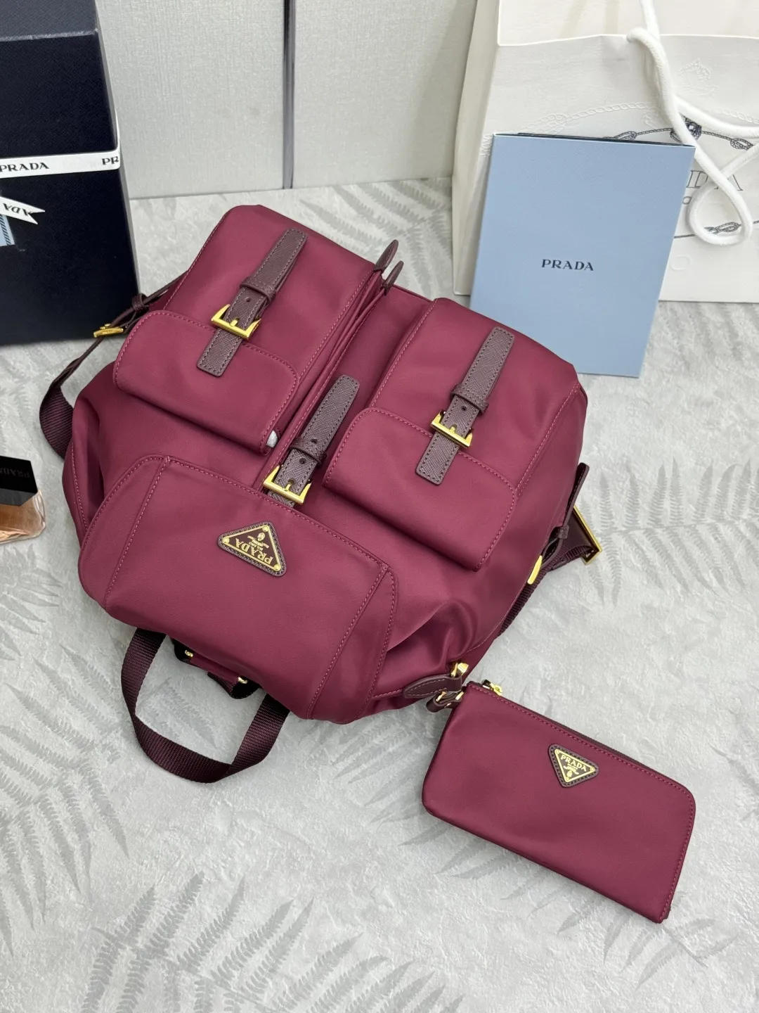 Nylon Backpack with Saffiano Leather Trim D76016335 — view 5