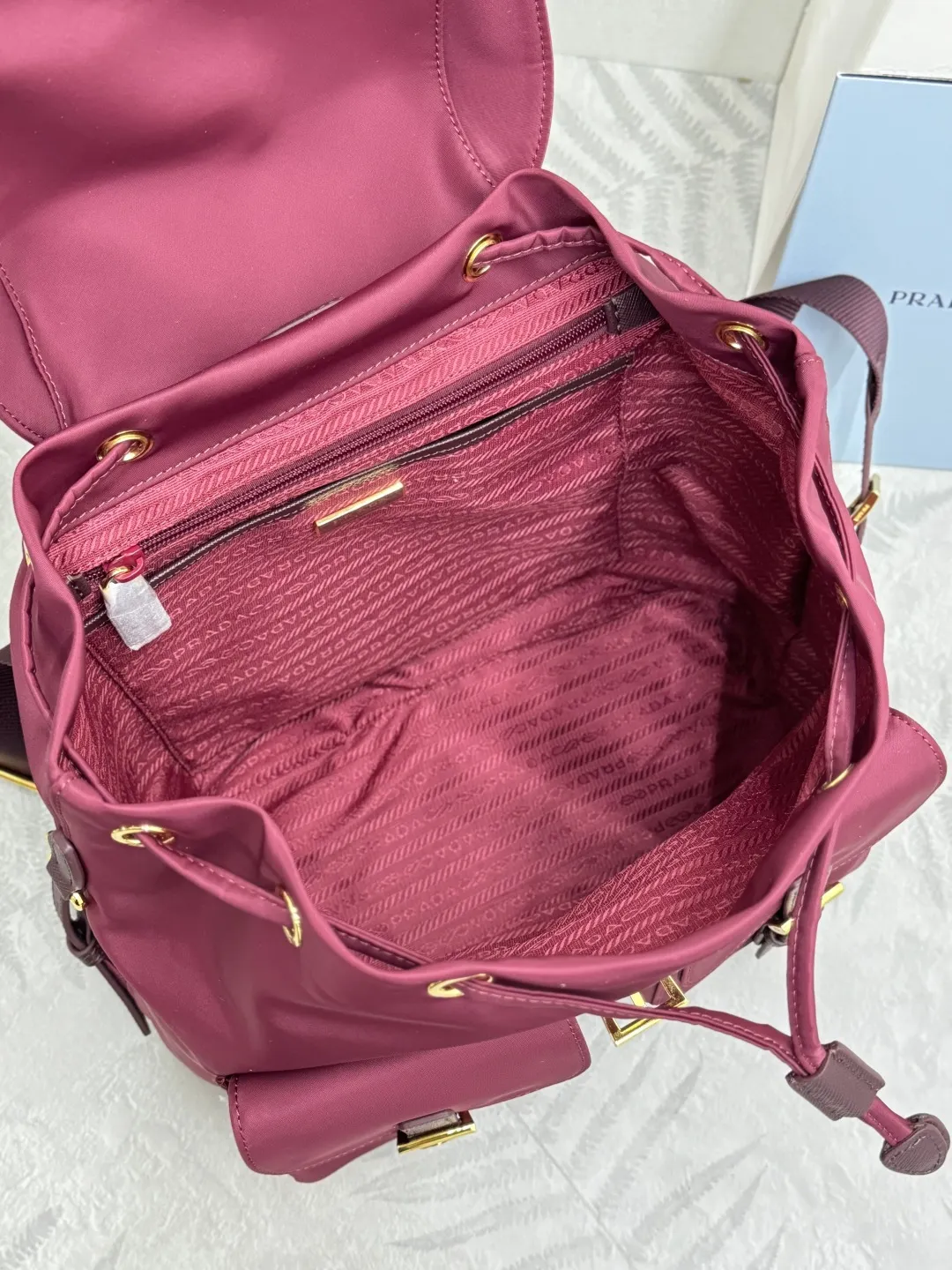 Nylon Backpack with Saffiano Leather Trim D76016335 — view 8