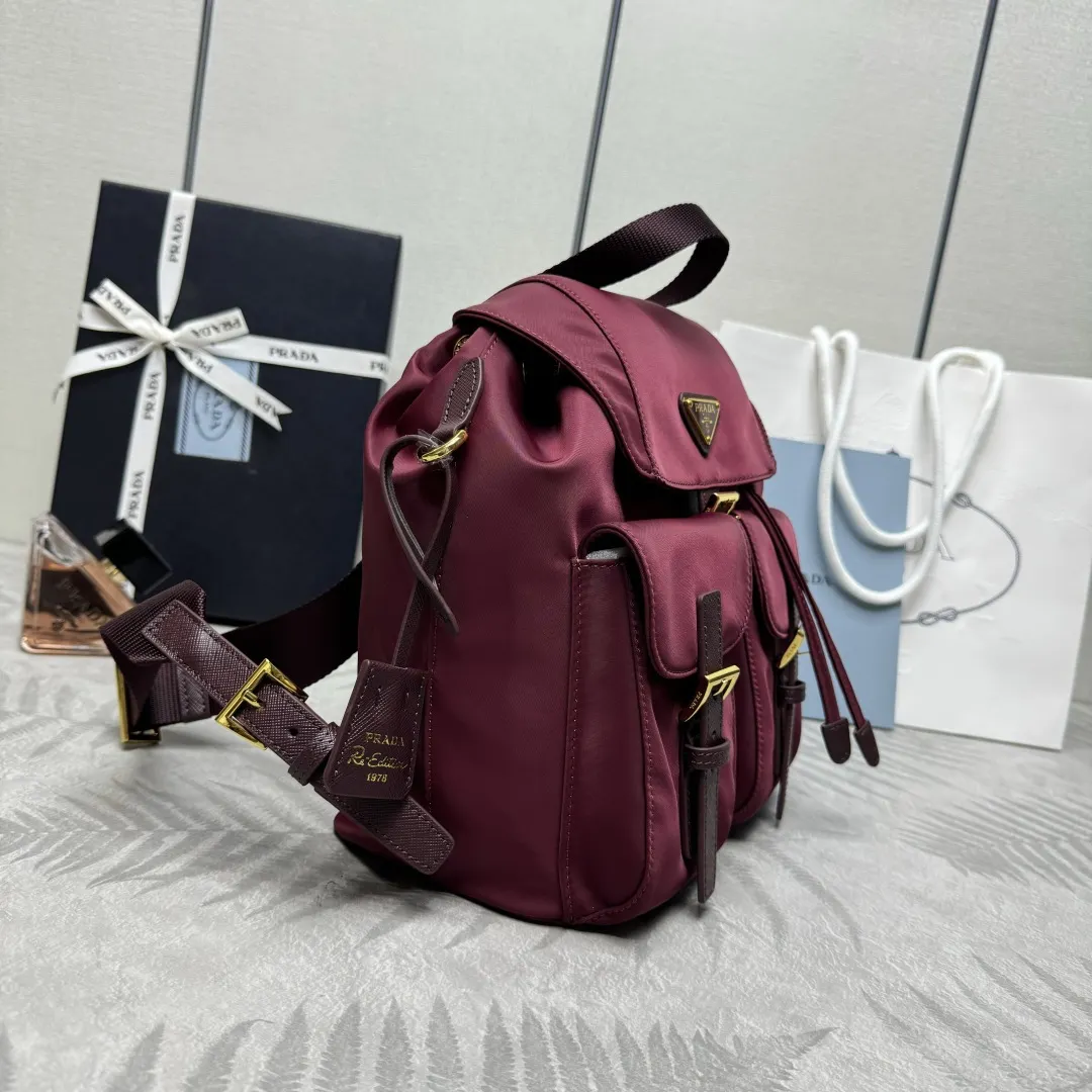 Prada Re-Nylon Backpack with Buckle Pockets D75016336 — view 4