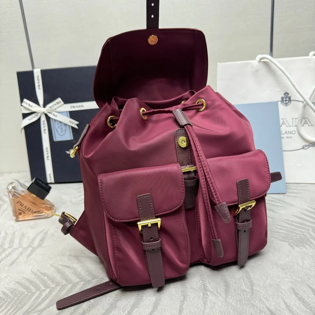 Prada Re-Nylon Backpack with Buckle Pockets D75016336 — view 5