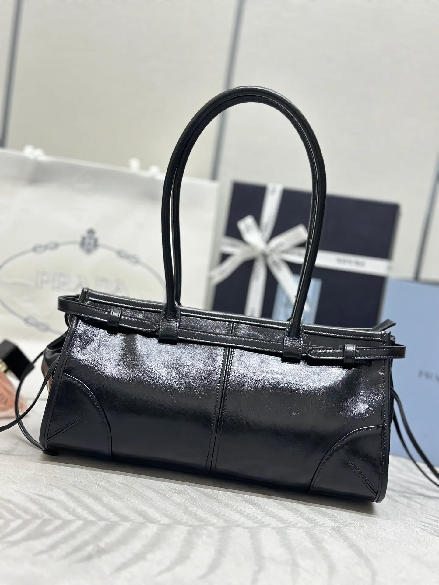 Prada Soft Lux Leather Top-Handle Bag D104016339 — view 2