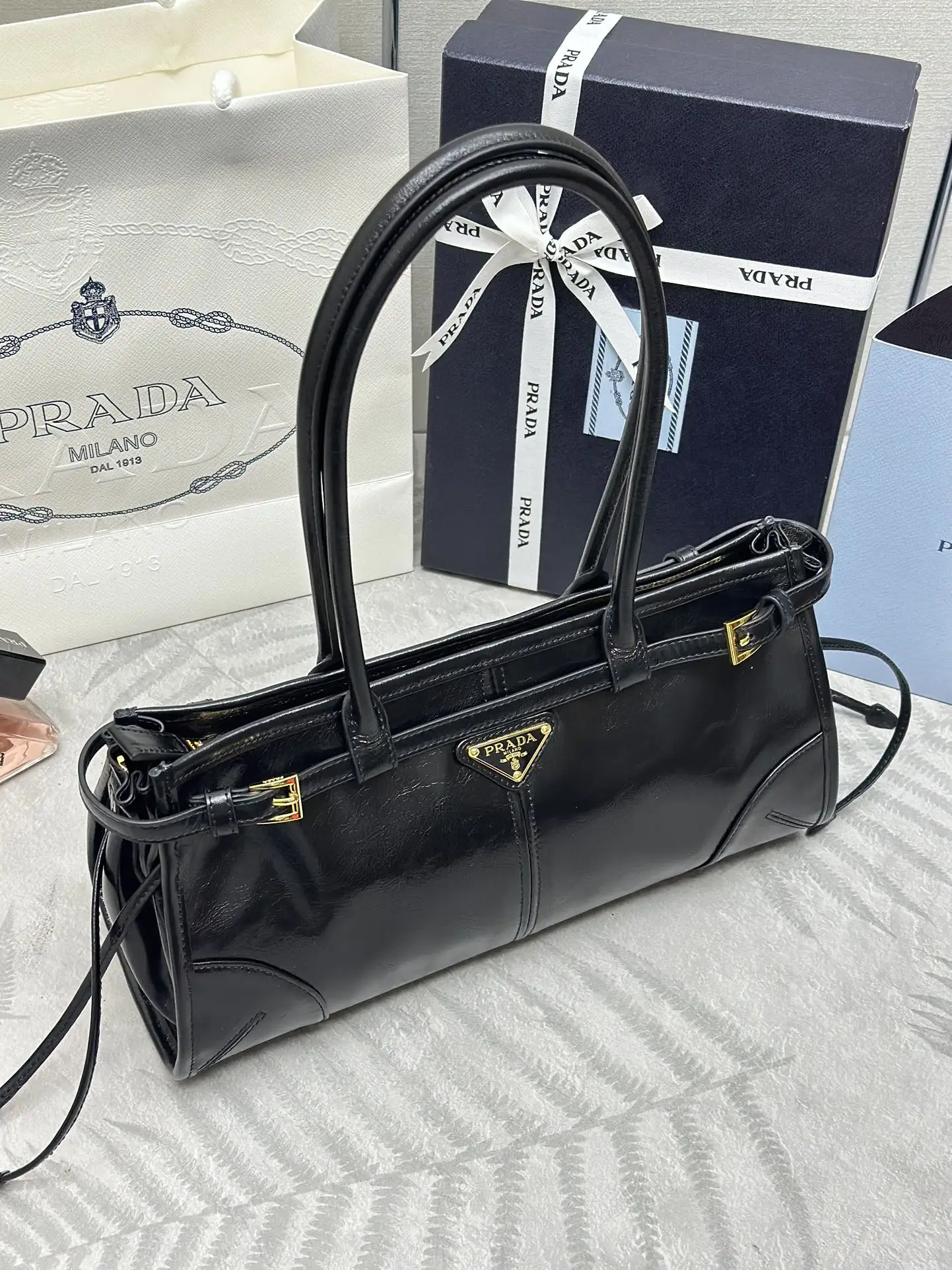 Prada Soft Lux Leather Top-Handle Bag D104016339 — view 3