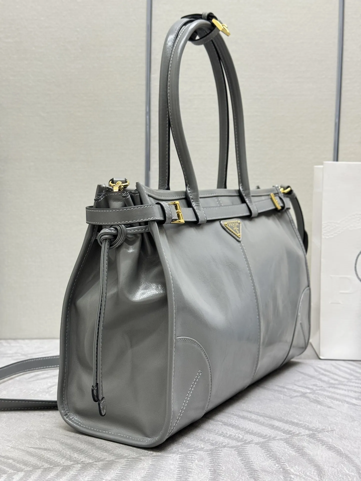 Prada Soft Lux Leather Tote Bag 1BA433 D114016348 — view 3