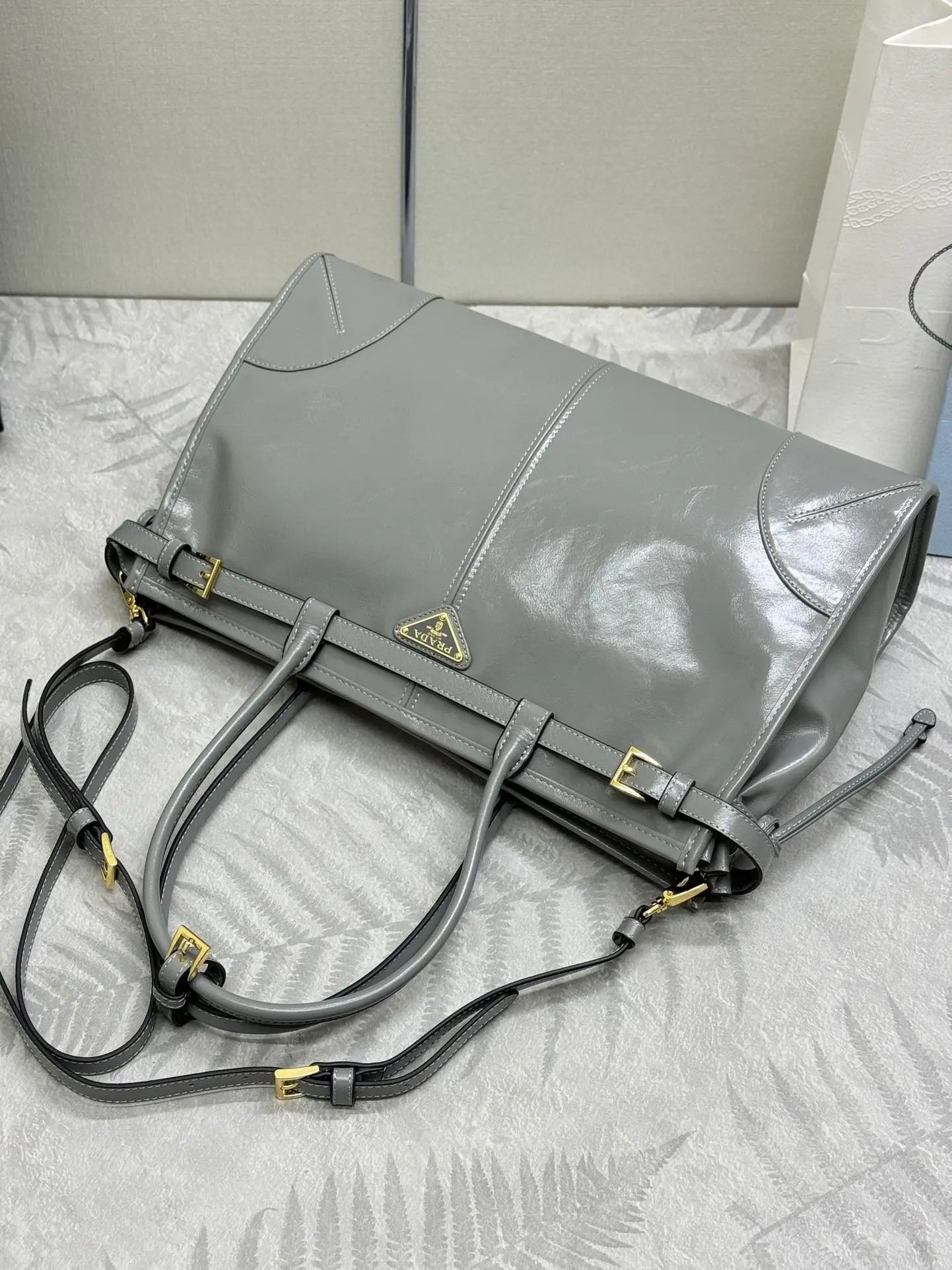 Prada Soft Lux Leather Tote Bag 1BA433 D114016348 — view 5