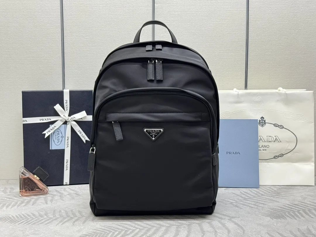 Nylon and Saffiano Leather Backpack D82016350