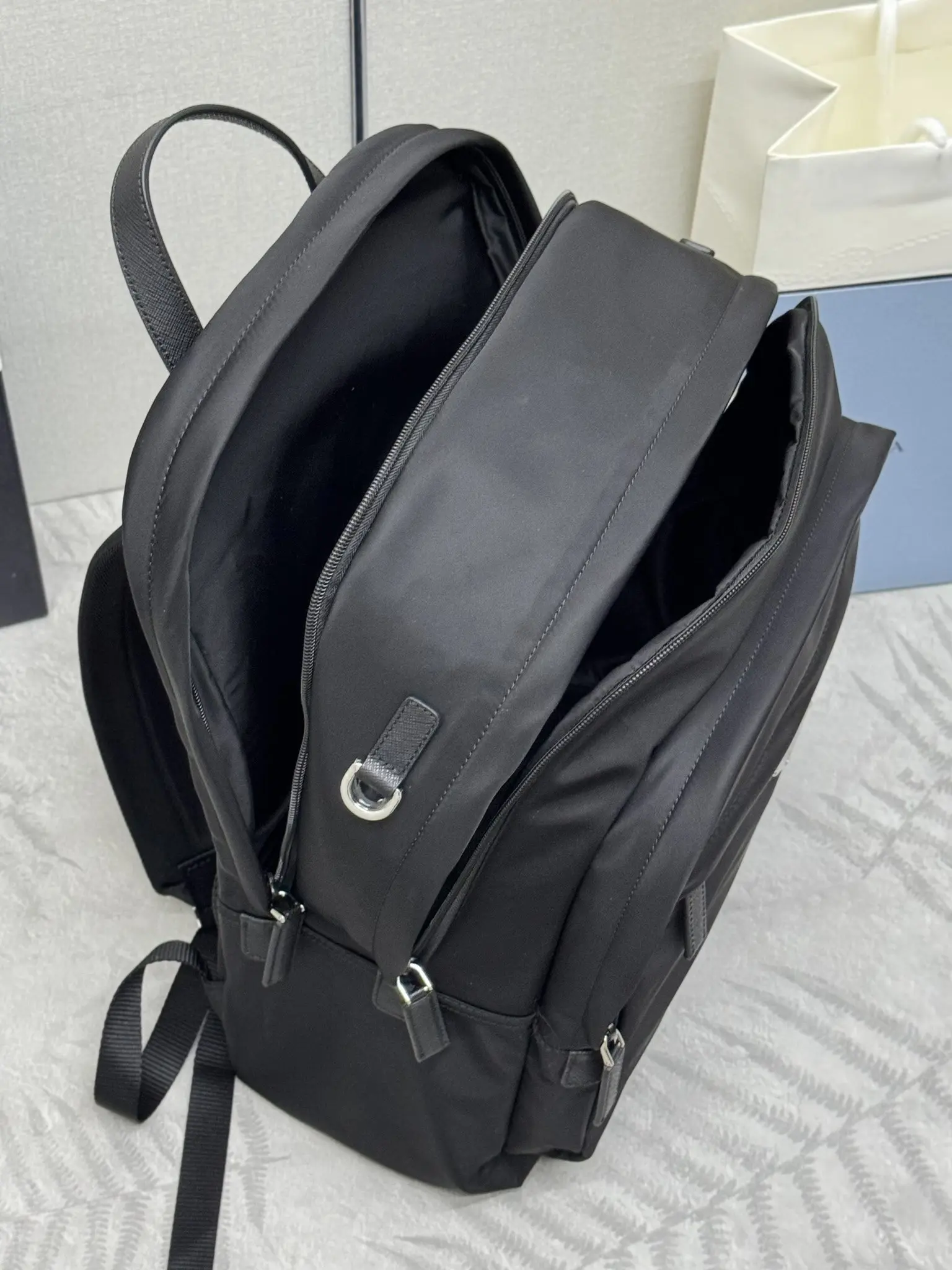Nylon and Saffiano Leather Backpack D82016350 — view 6