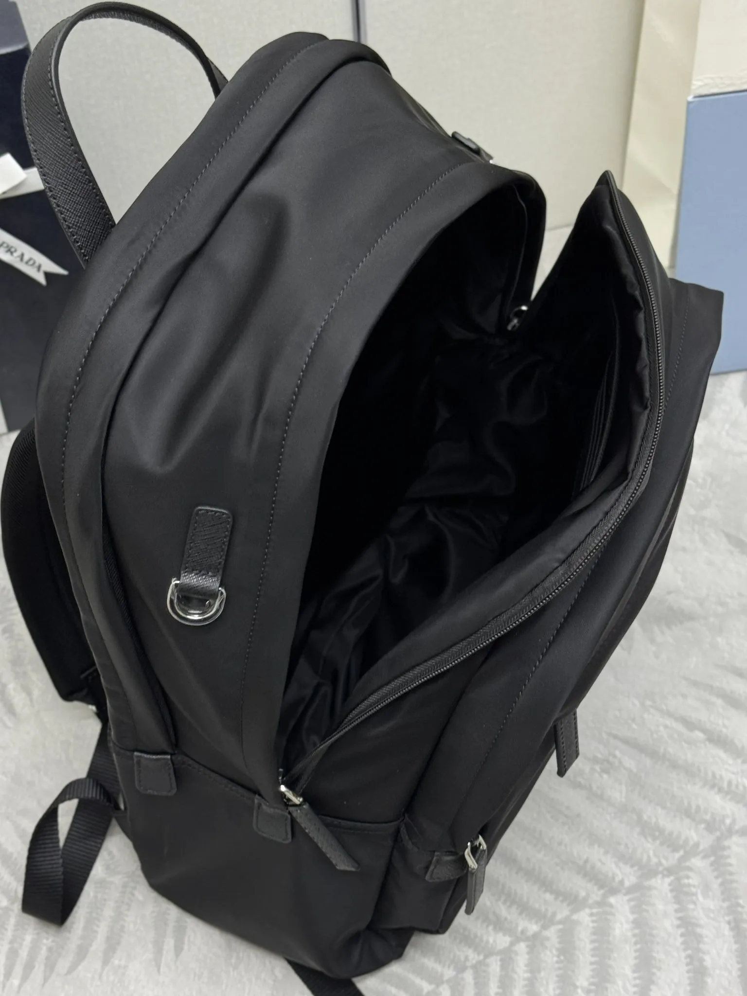 Nylon and Saffiano Leather Backpack D82016350 — view 7