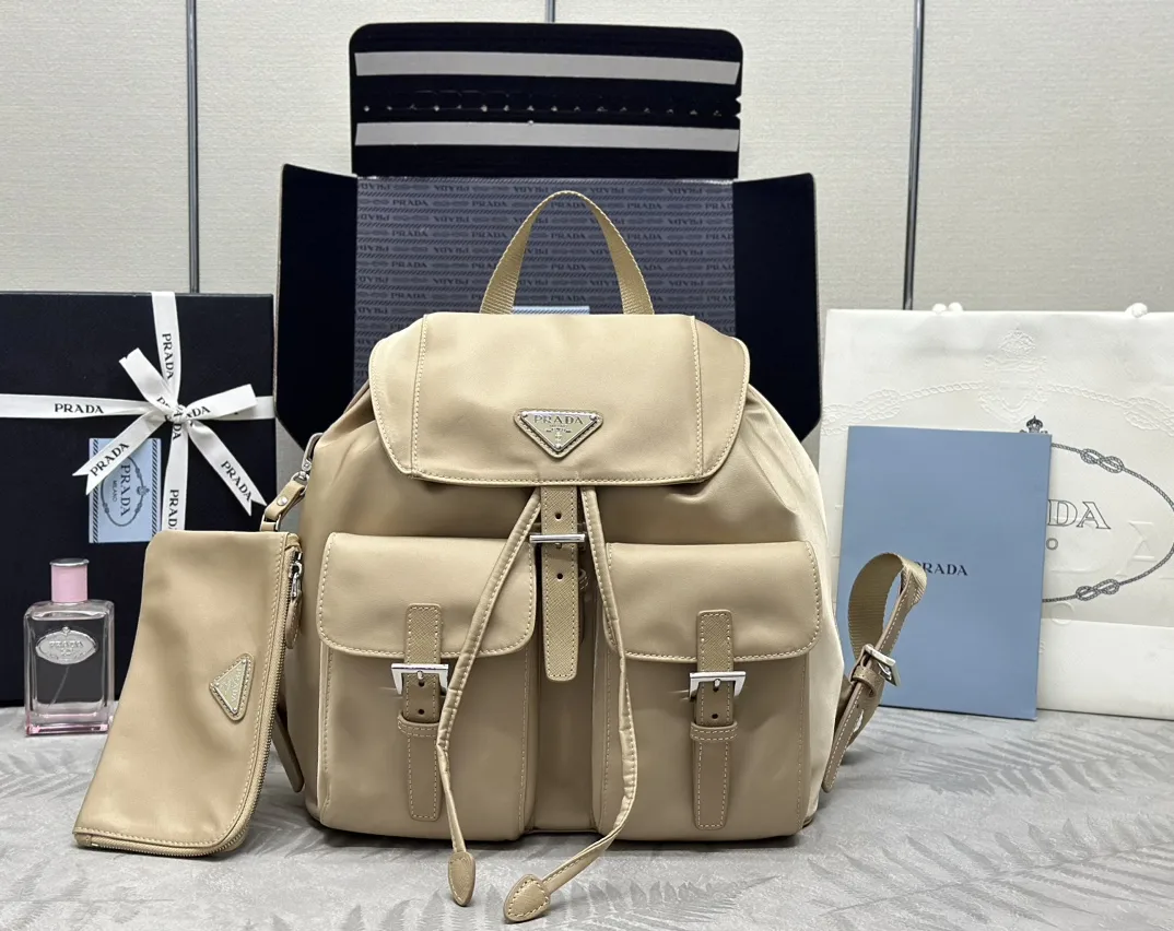 Prada Nylon Saffiano-Trim Backpack with Pouch D76016354