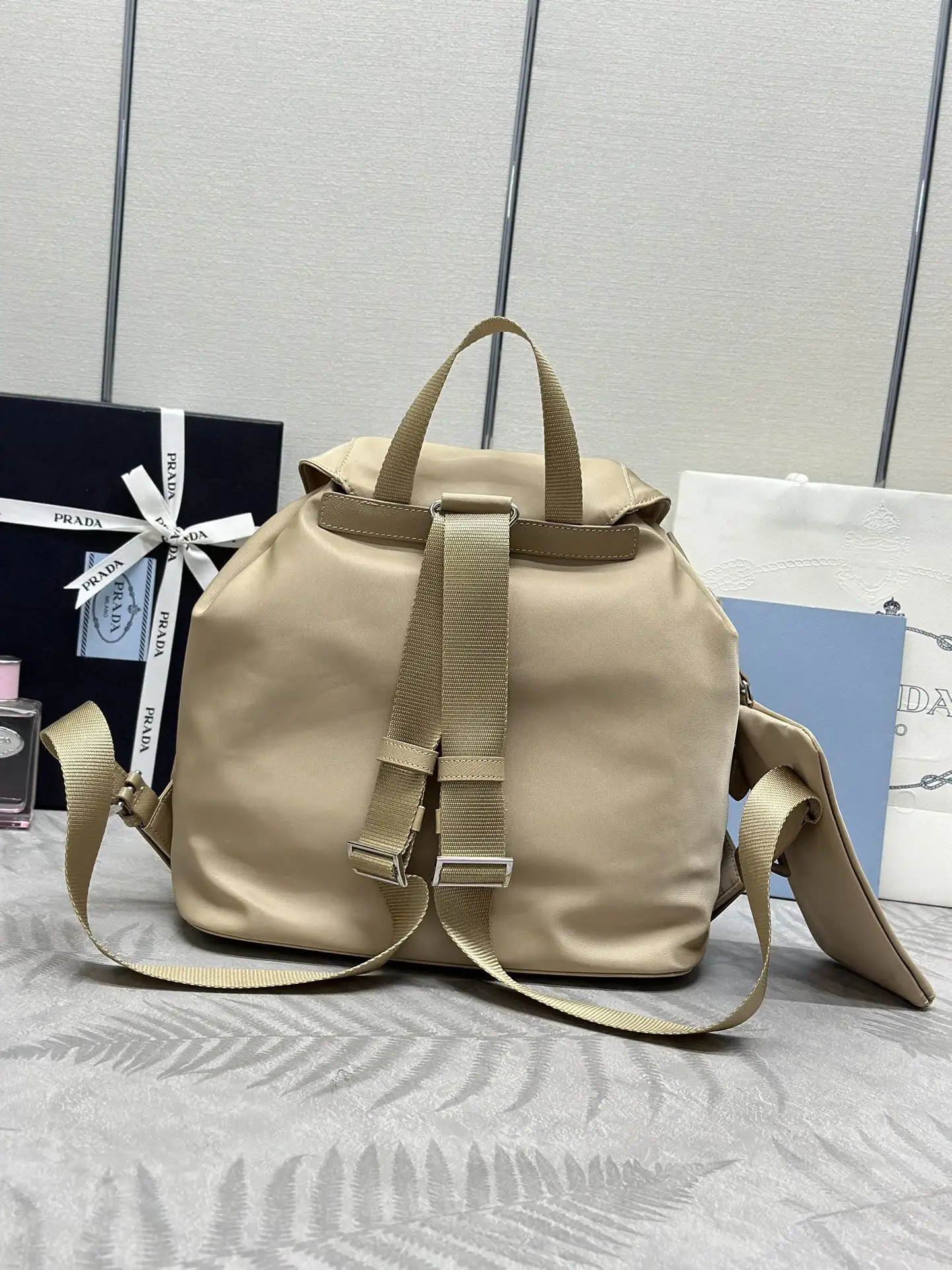 Prada Nylon Saffiano-Trim Backpack with Pouch D76016354 — view 3