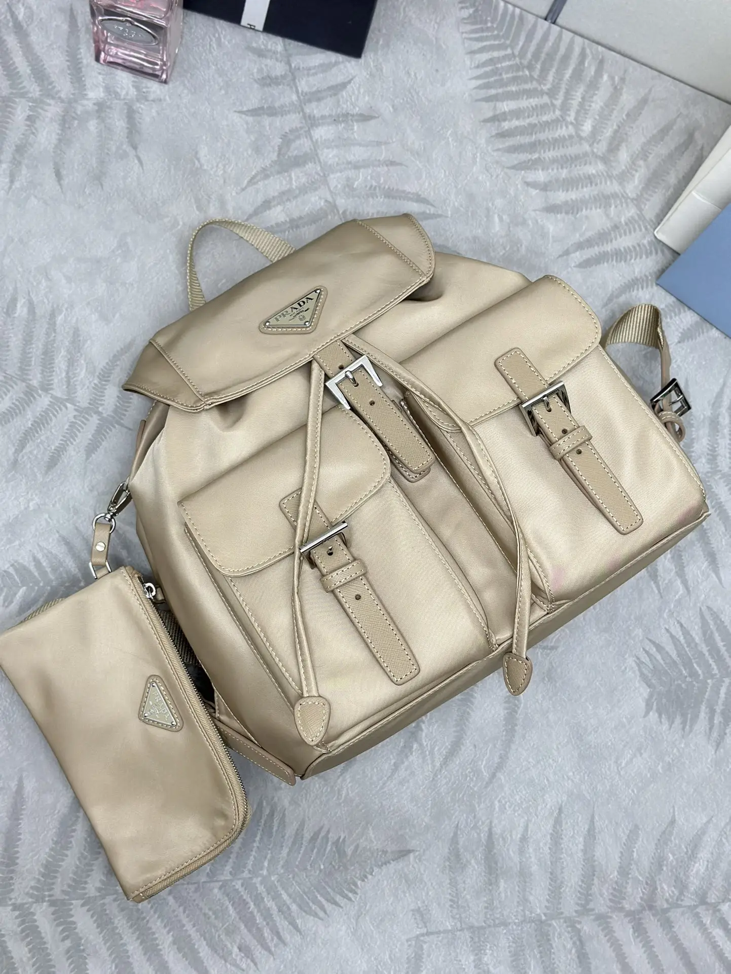 Prada Nylon Saffiano-Trim Backpack with Pouch D76016354 — view 4