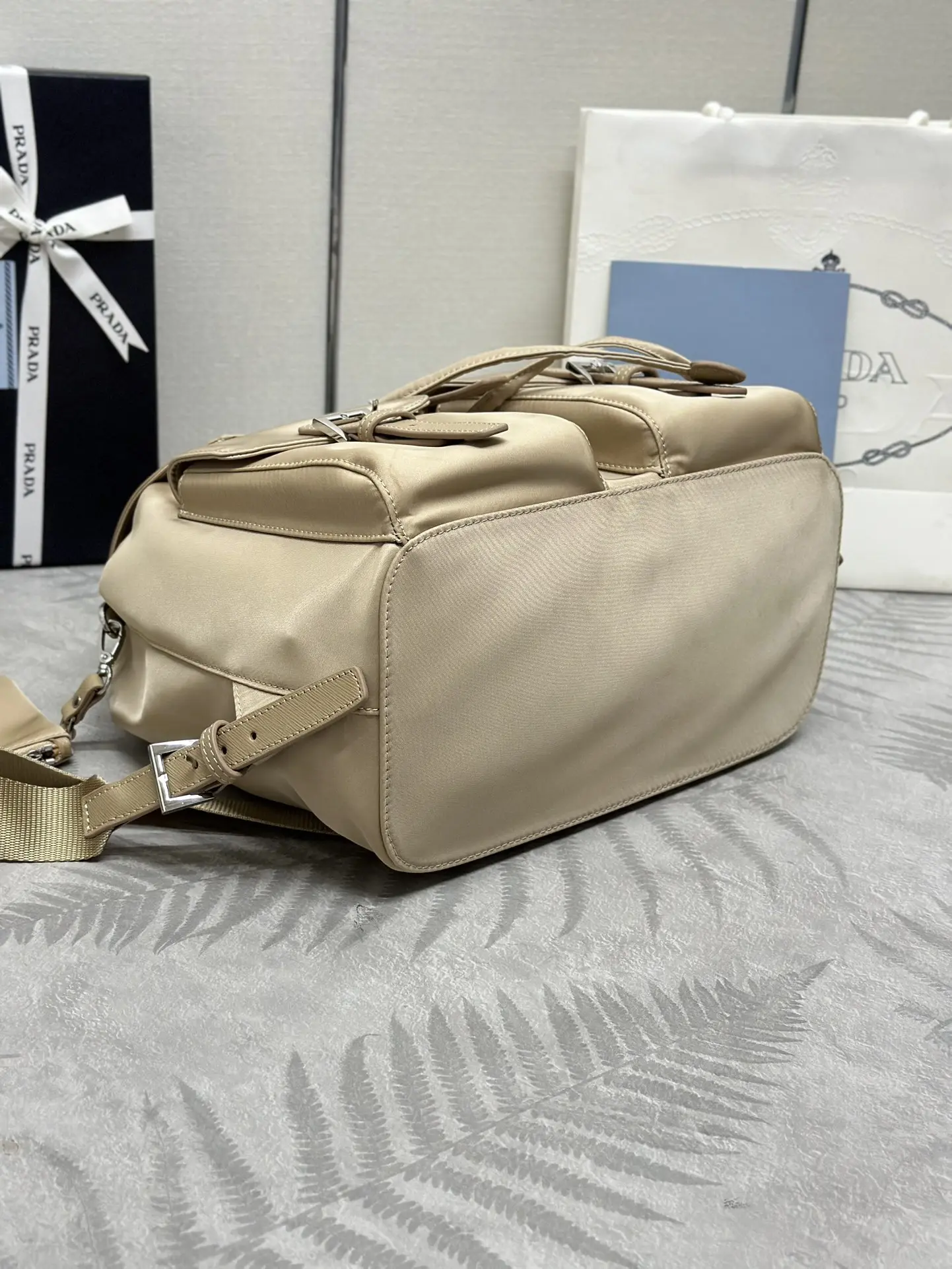 Prada Nylon Saffiano-Trim Backpack with Pouch D76016354 — view 7
