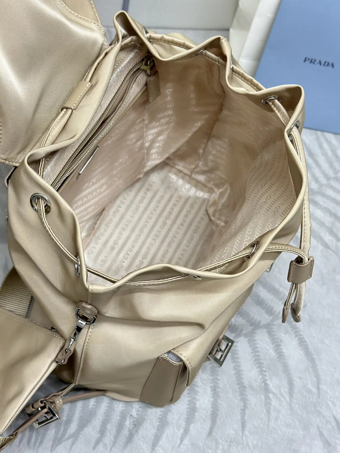 Prada Nylon Saffiano-Trim Backpack with Pouch D76016354 — view 8