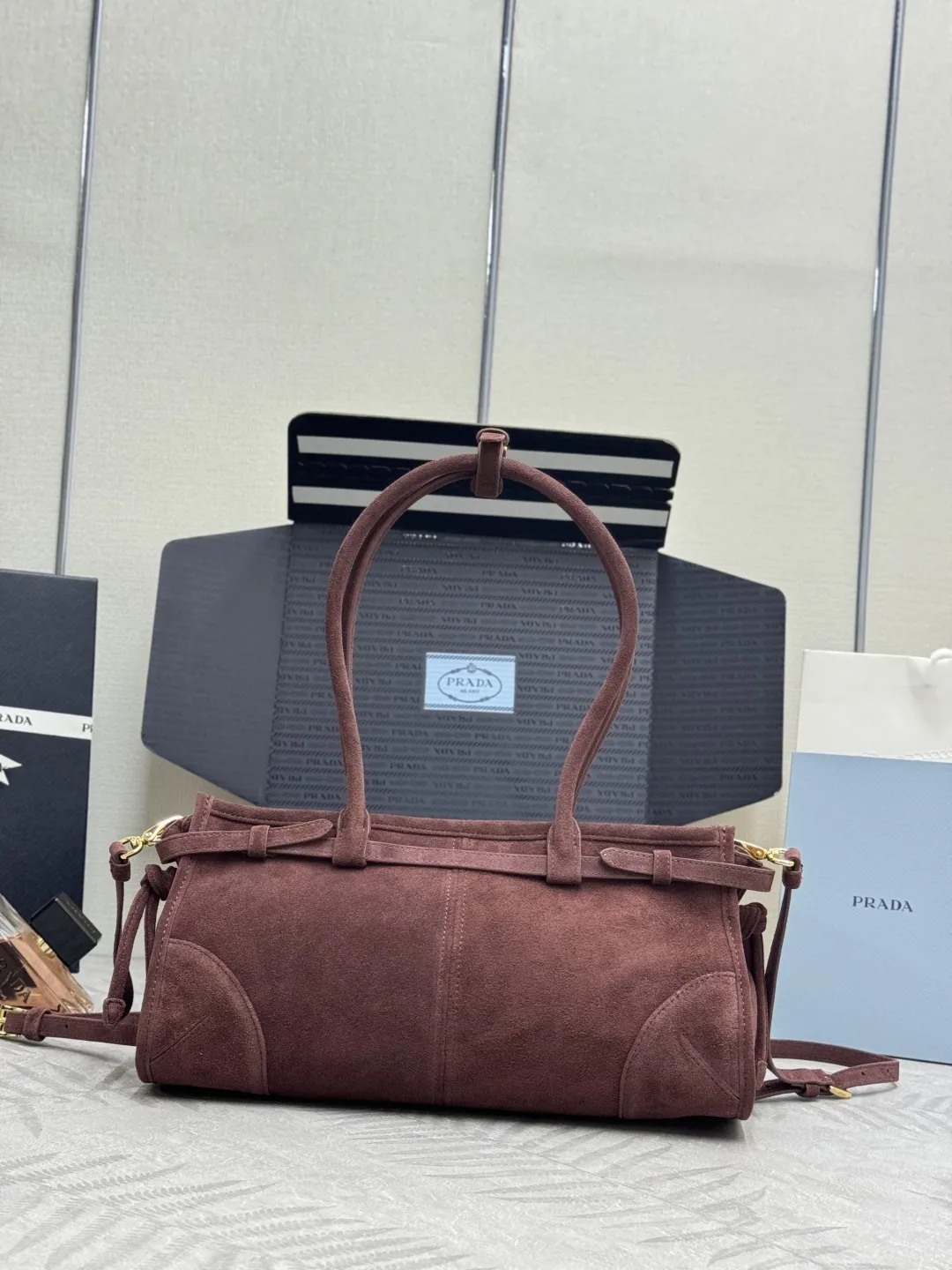 Soft Lux Suede Top-Handle Crossbody Bag D99016356 — view 2