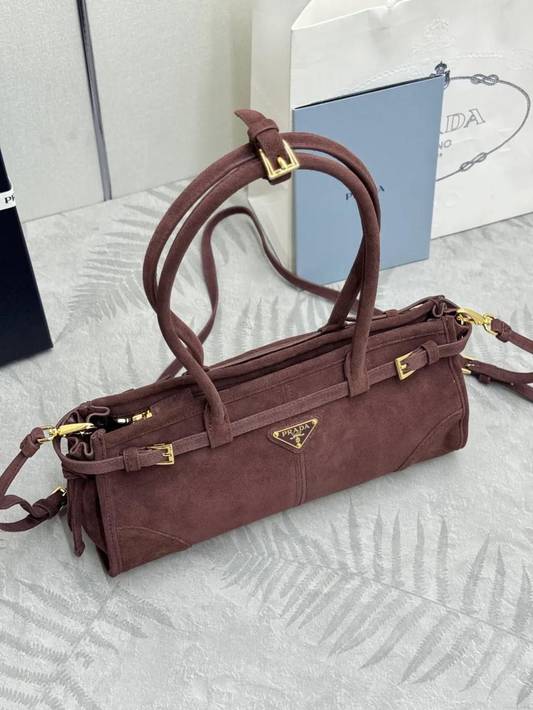 Soft Lux Suede Top-Handle Crossbody Bag D99016356 — view 3