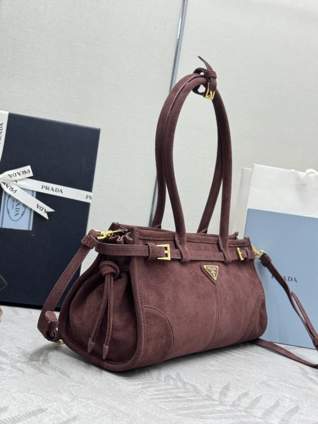 Soft Lux Suede Top-Handle Crossbody Bag D99016356 — view 4