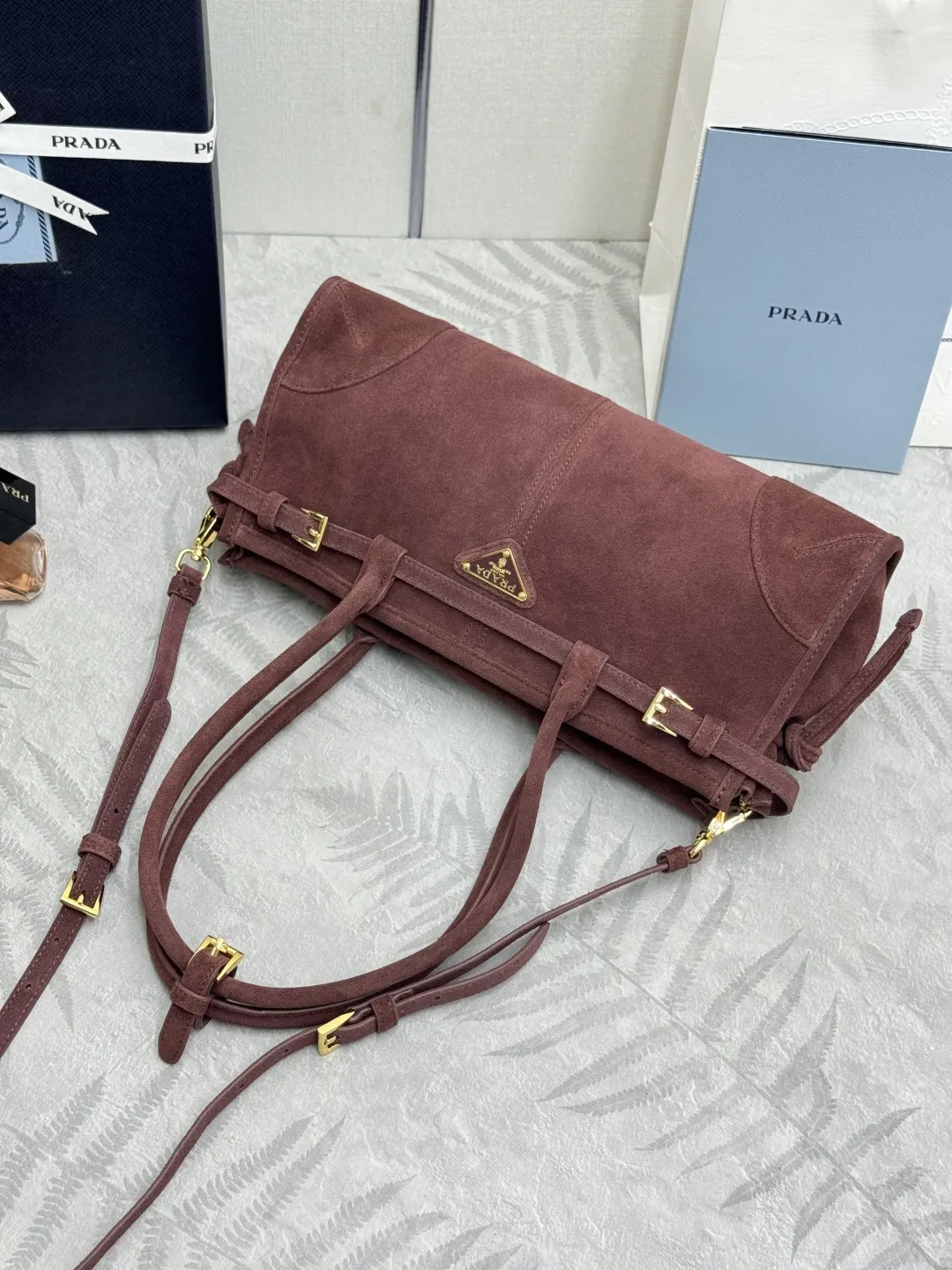 Soft Lux Suede Top-Handle Crossbody Bag D99016356 — view 5