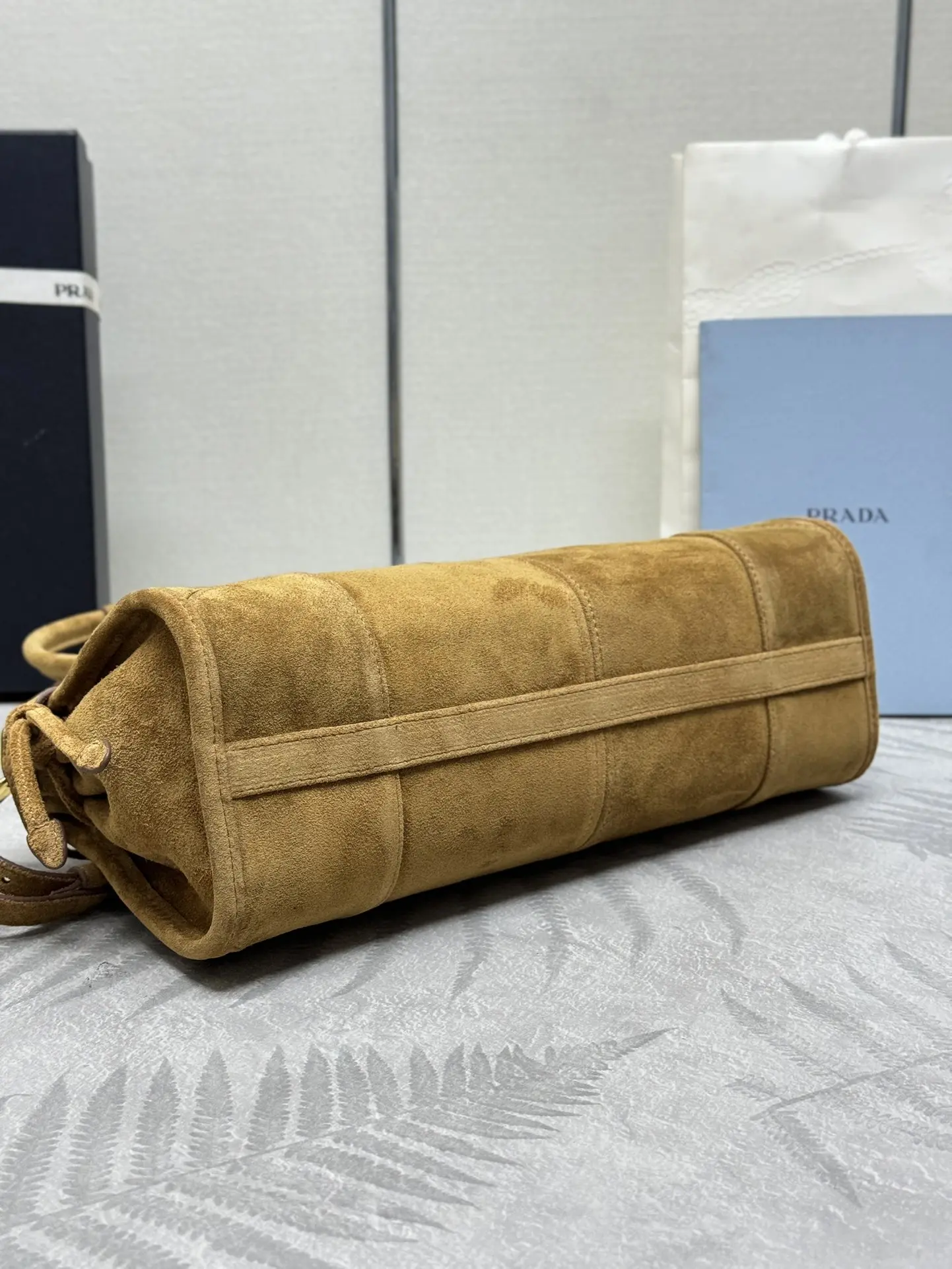 Prada Small Suede Soft Lux Top-Handle Bag D99016357 — view 4