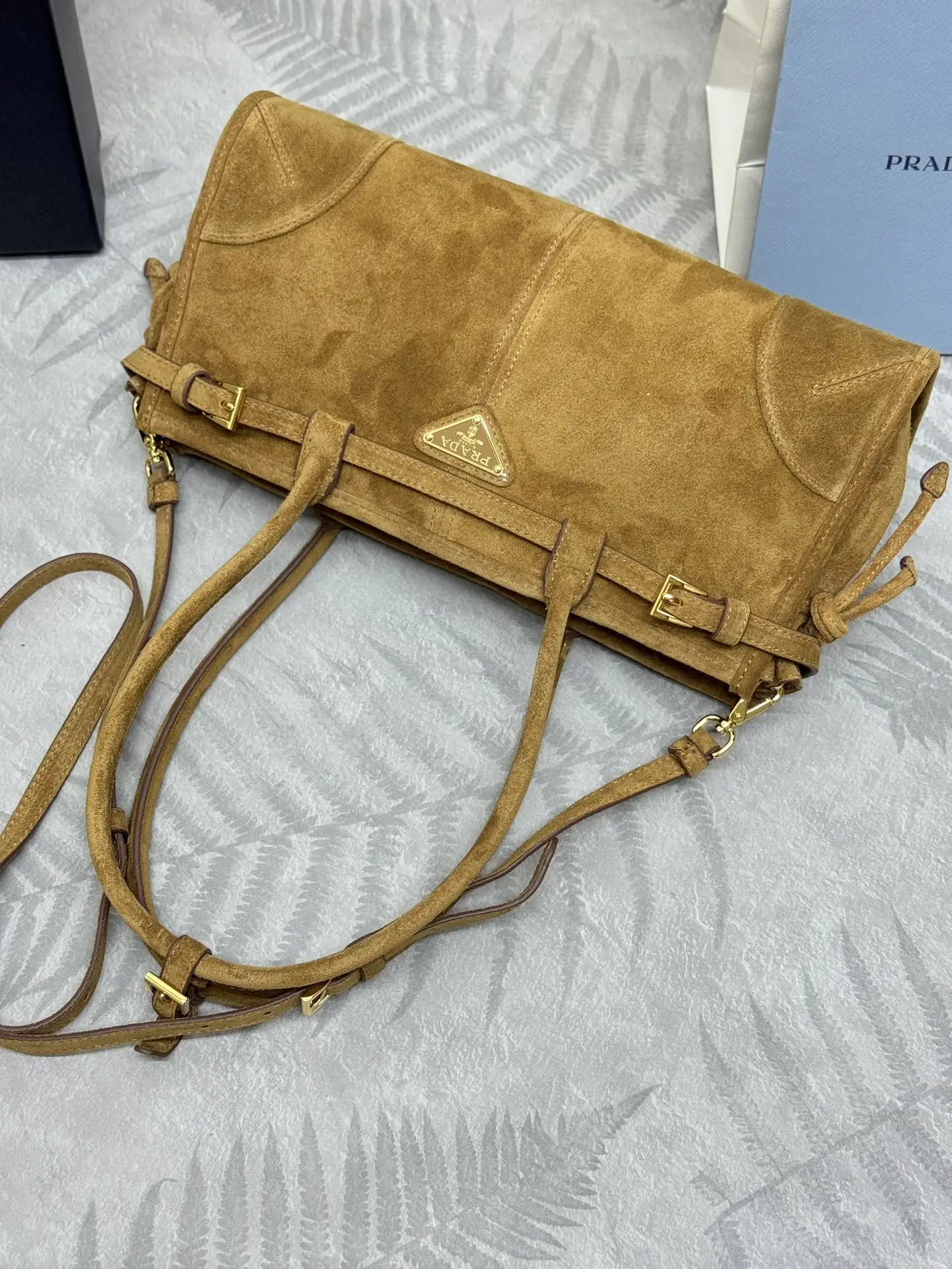 Prada Small Suede Soft Lux Top-Handle Bag D99016357 — view 6