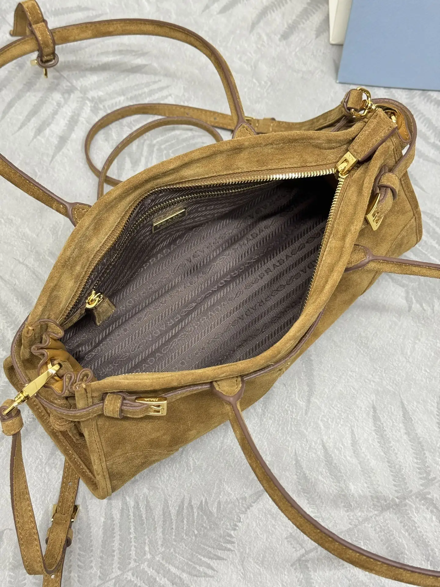 Prada Small Suede Soft Lux Top-Handle Bag D99016357 — view 8