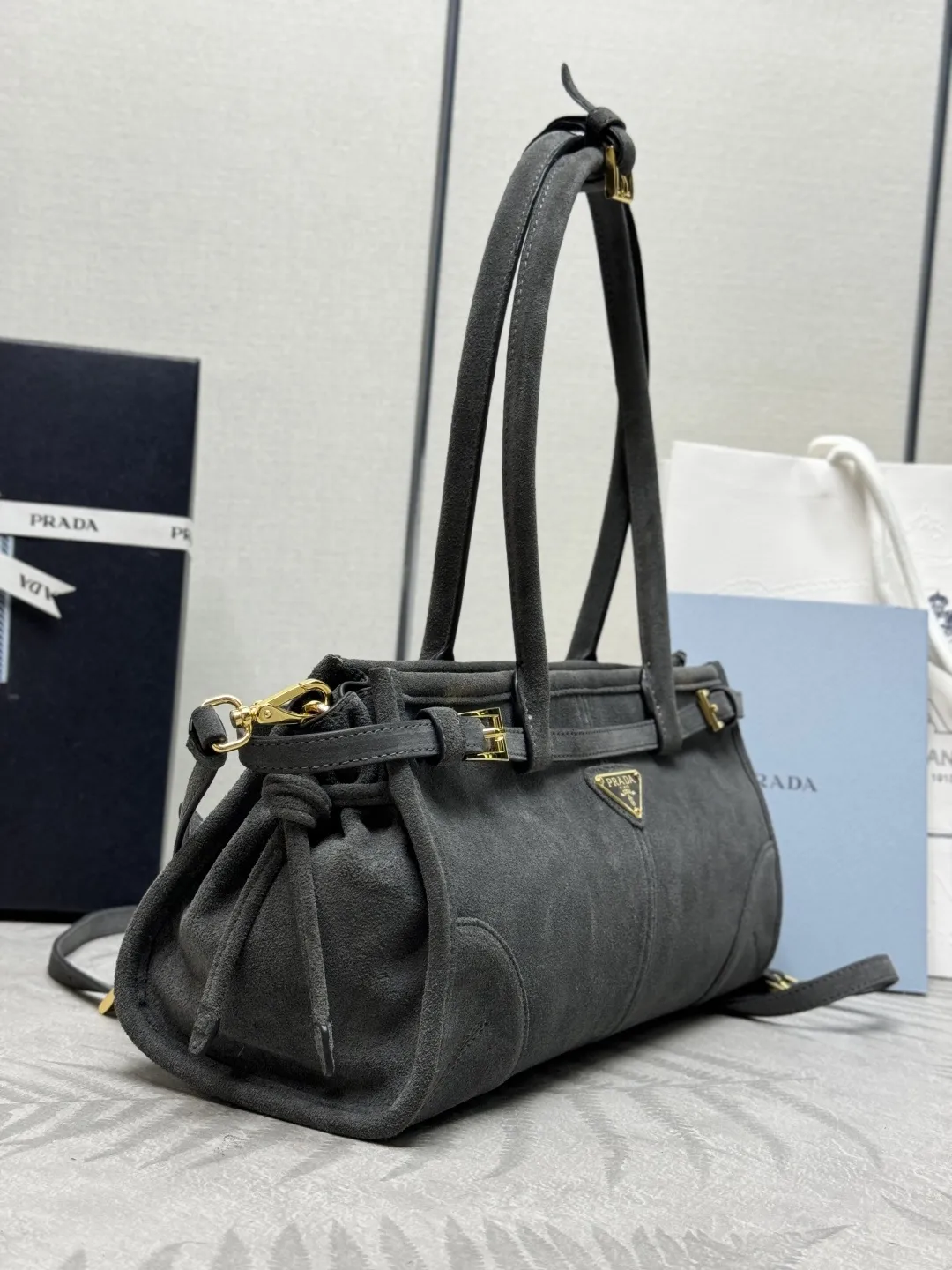 Soft Lux Suede Top-Handle Crossbody Bag D99016358 — view 4