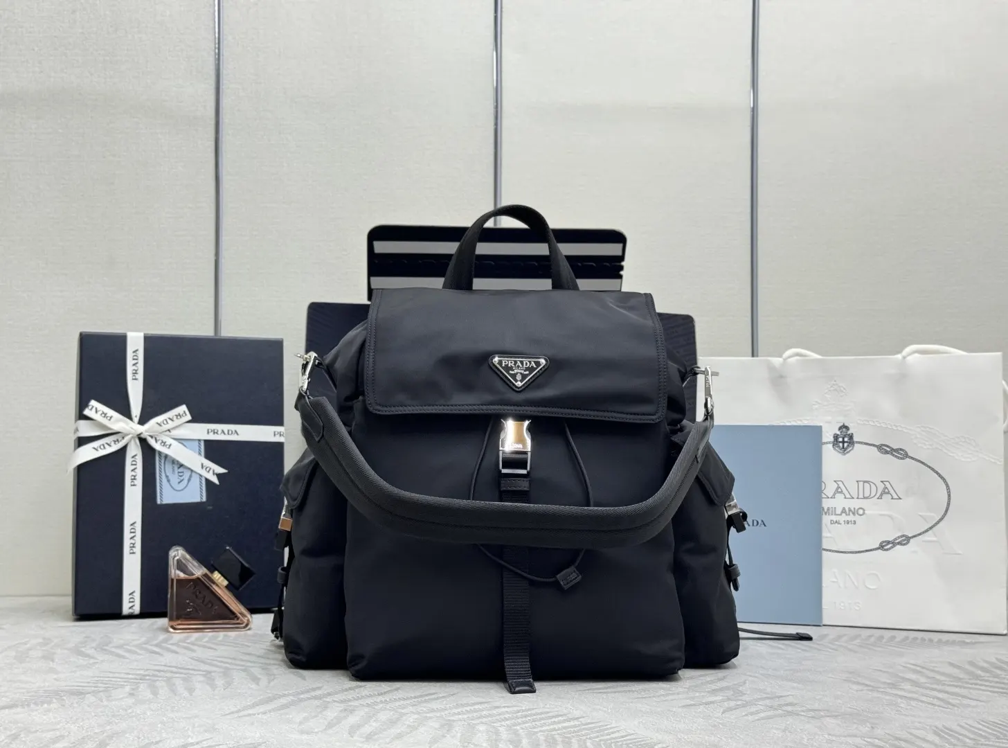Prada Explore Re-Nylon and Leather Backpack D88016359