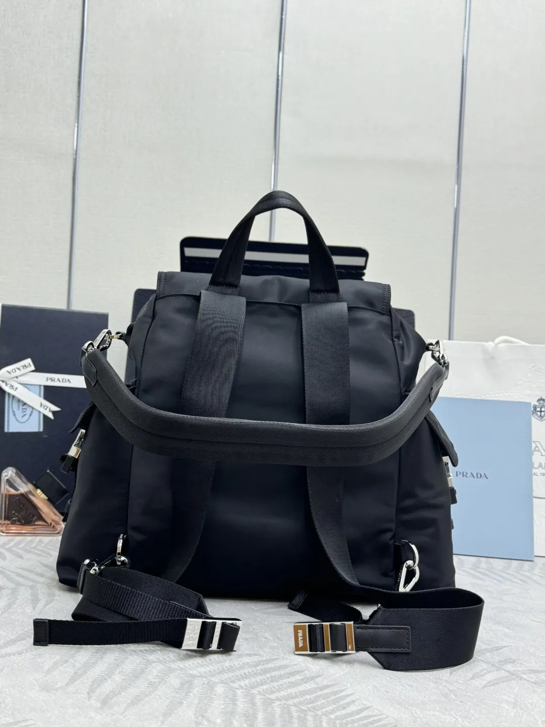 Prada Explore Re-Nylon and Leather Backpack D88016359 — view 2