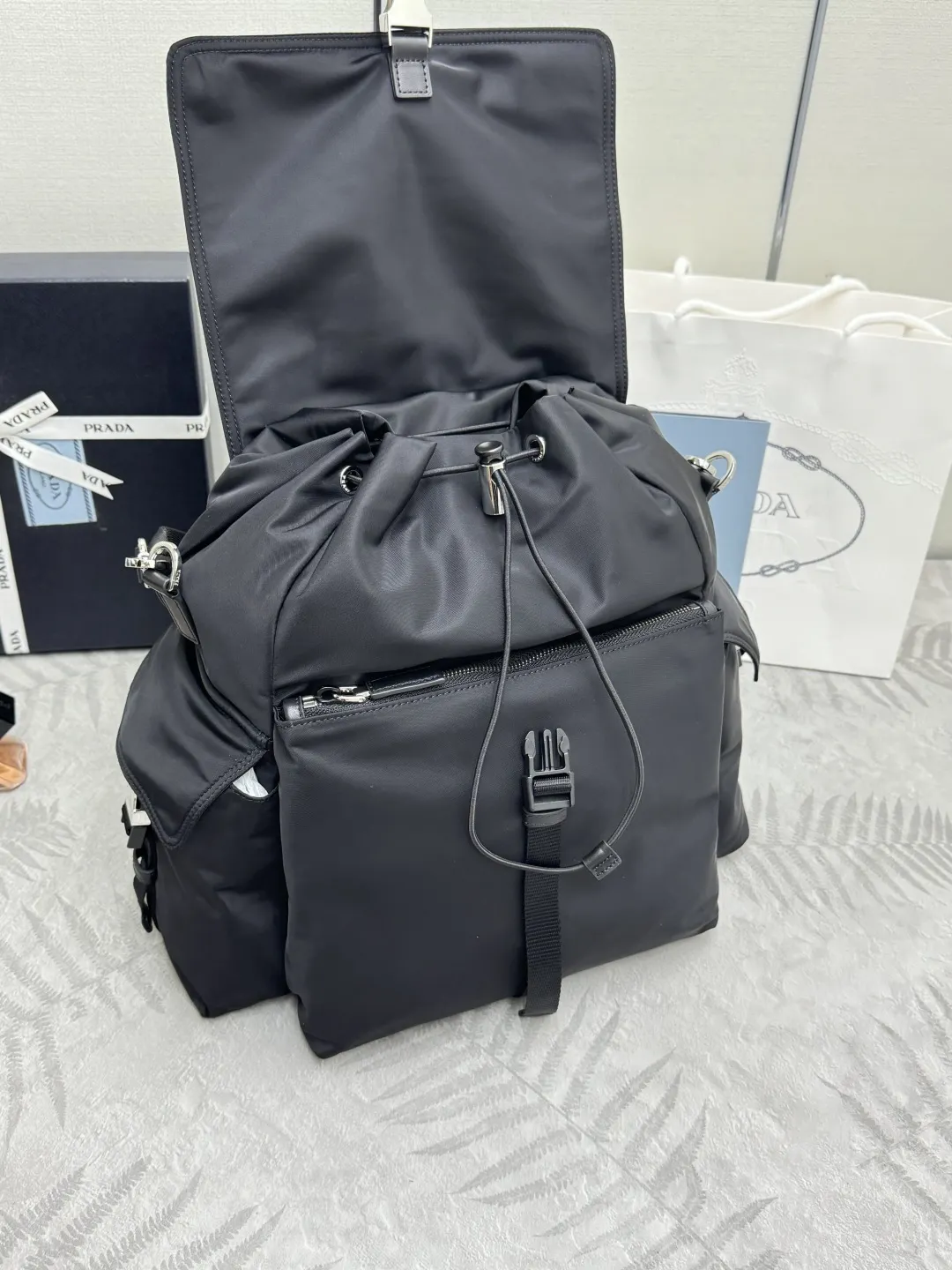 Prada Explore Re-Nylon and Leather Backpack D88016359 — view 4