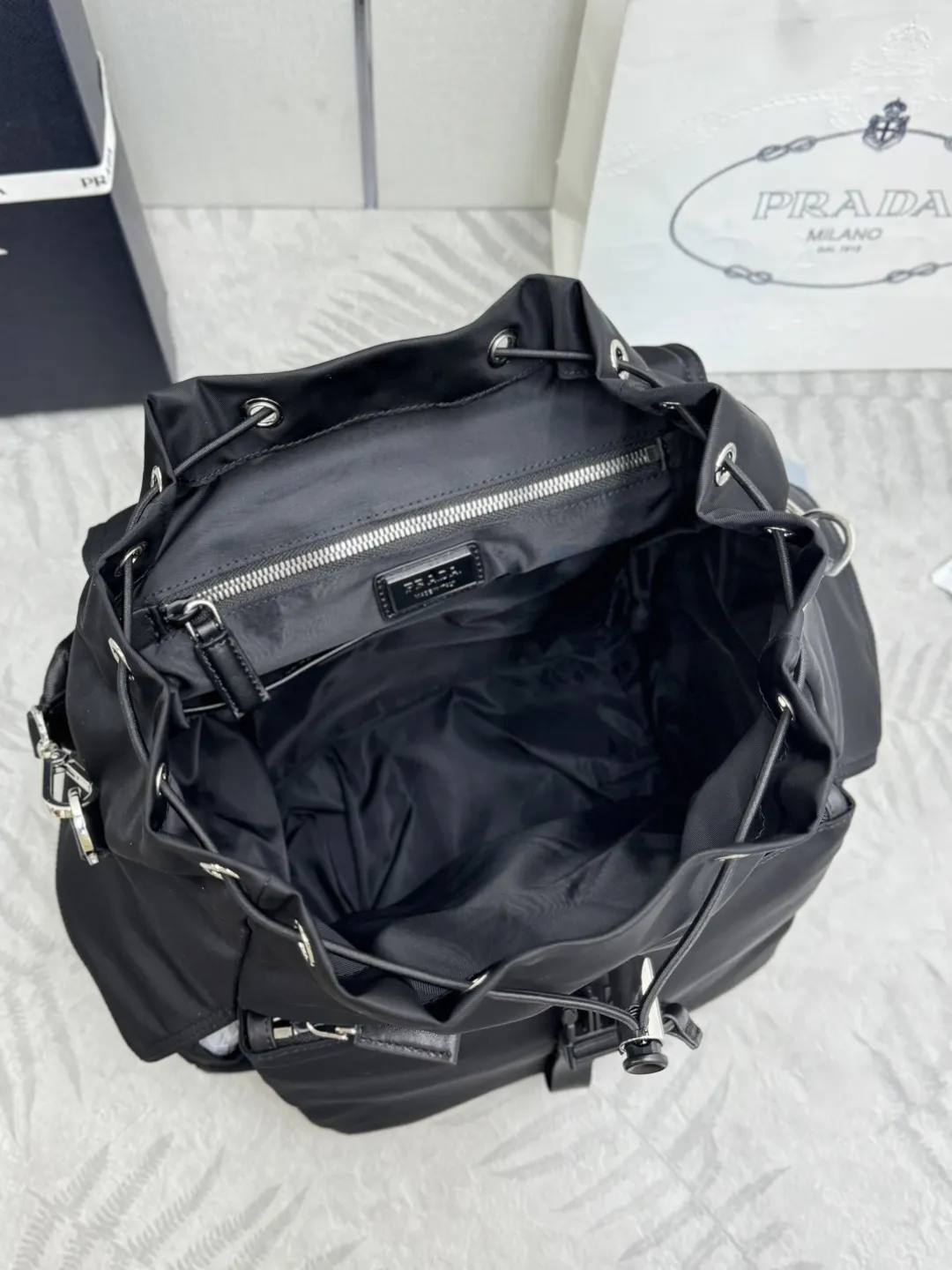 Prada Explore Re-Nylon and Leather Backpack D88016359 — view 5