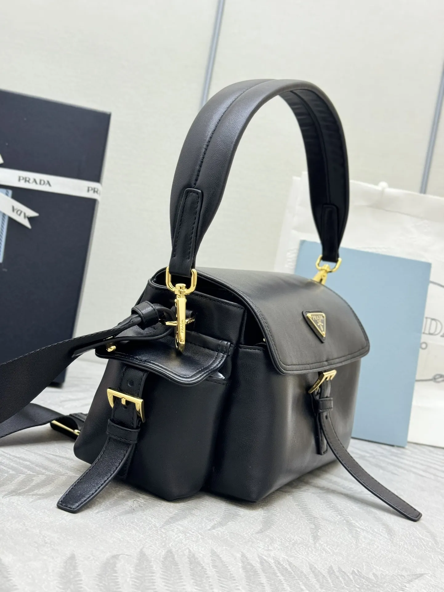 Lambskin Messenger Bag with Enamel Logo D98016365 — view 4