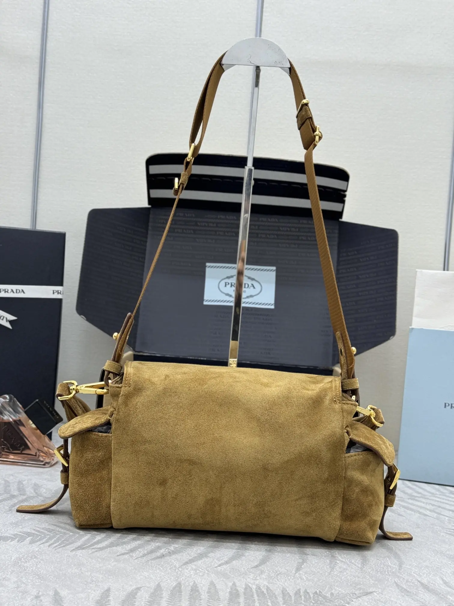 Suede Messenger Bag with Detachable Straps D98016368 — view 2