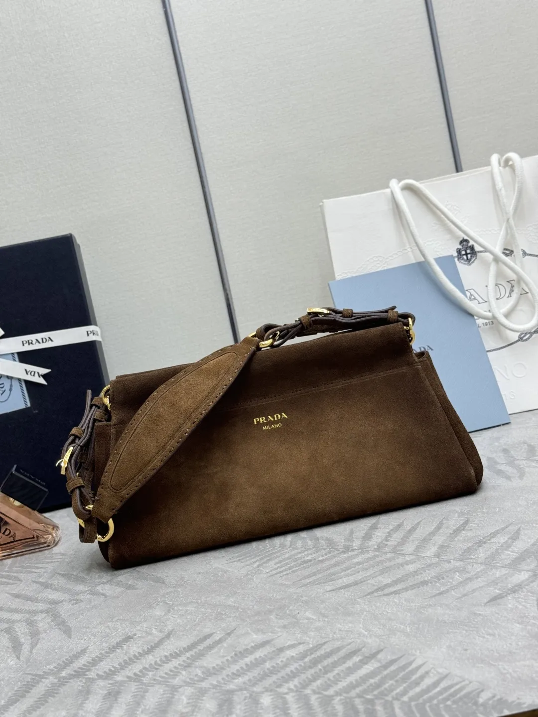Suede Enchaîné Shoulder Bag D102016370 — view 3