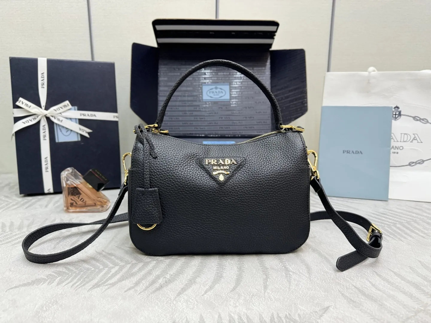 Prada Grained Leather Top-Handle Bag D98016373