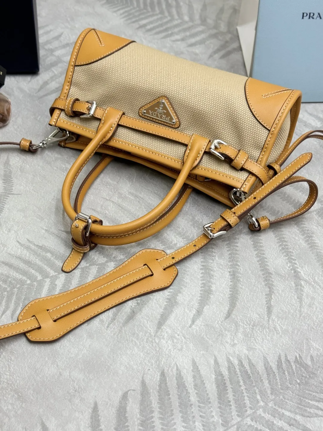 Prada Bonnie Mini Canvas and Leather Top-Handle Bag D96016376 — view 5