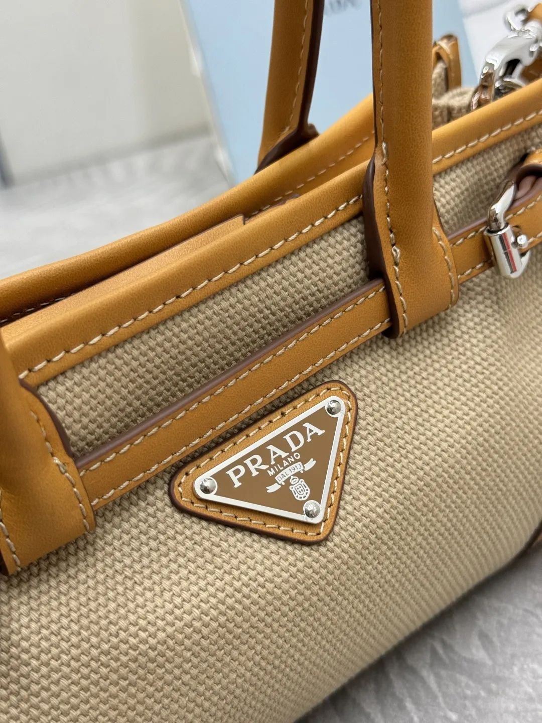 Prada Bonnie Mini Canvas and Leather Top-Handle Bag D96016376 — view 7