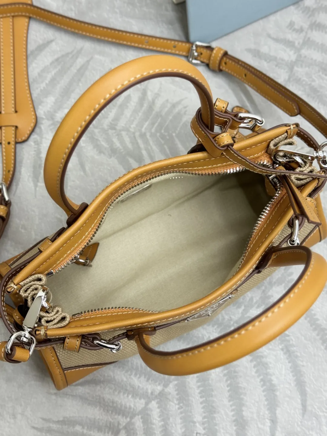 Prada Bonnie Mini Canvas and Leather Top-Handle Bag D96016376 — view 8