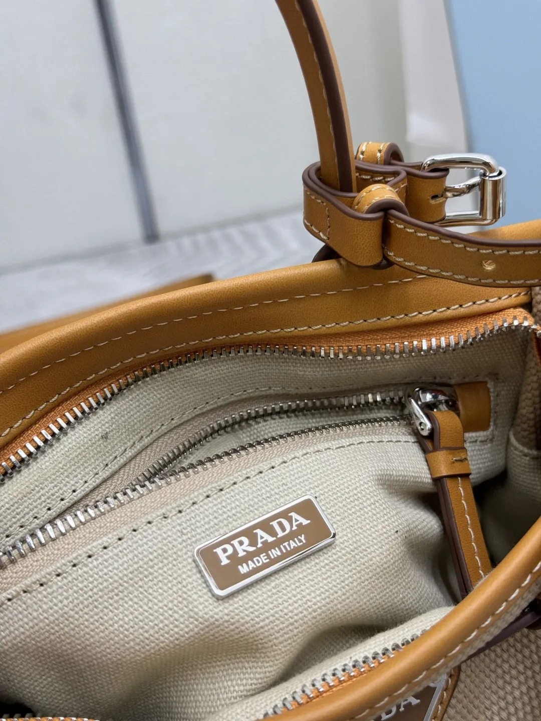 Prada Bonnie Mini Canvas and Leather Top-Handle Bag D96016376 — view 9