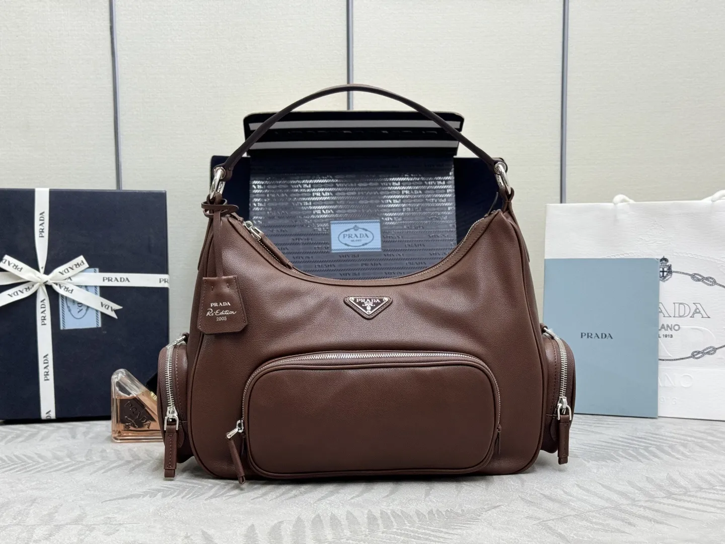Prada Hobo Shoulder Bag in Buffalo Leather D123016382
