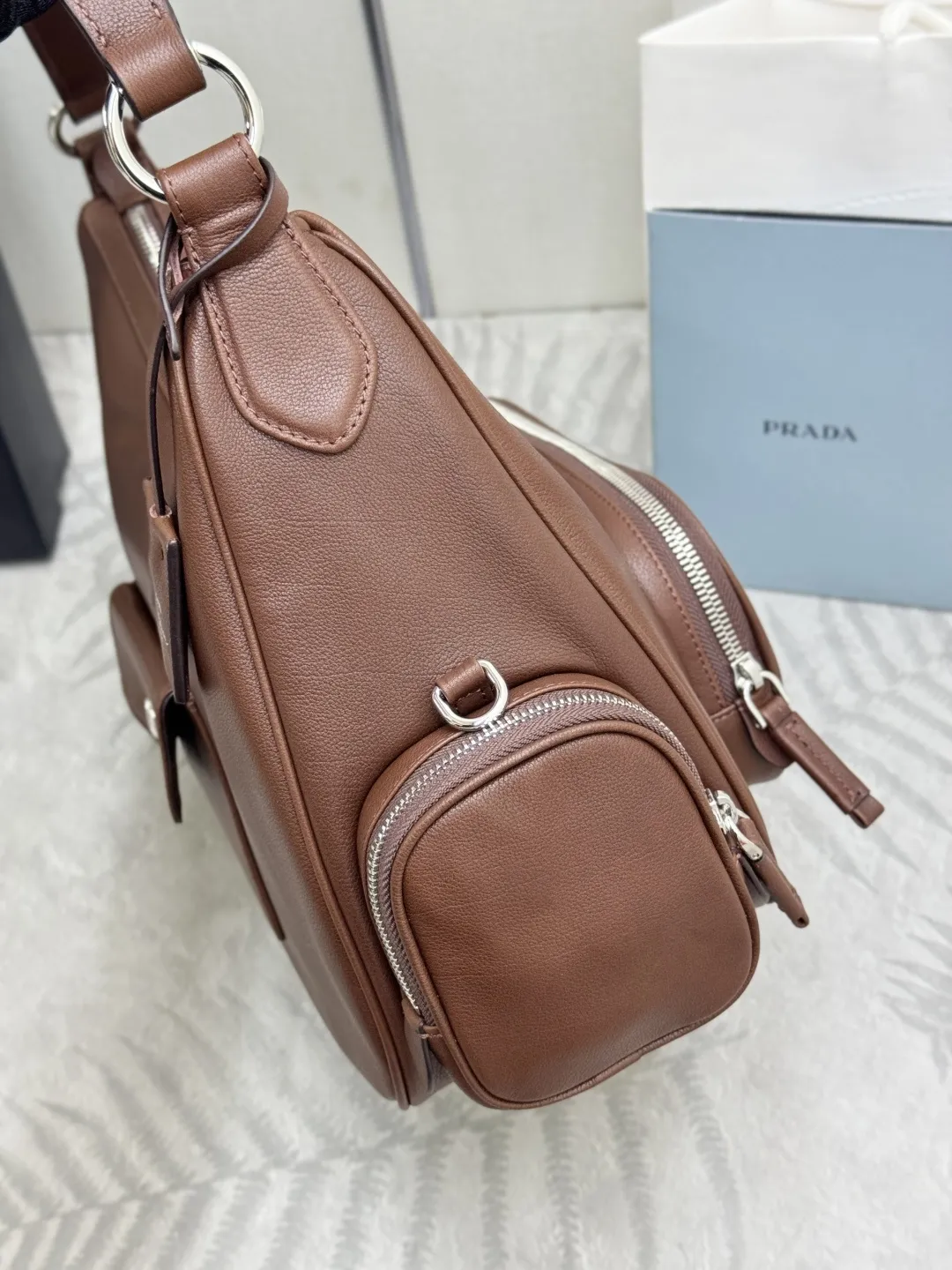 Prada Hobo Shoulder Bag in Buffalo Leather D123016382 — view 5