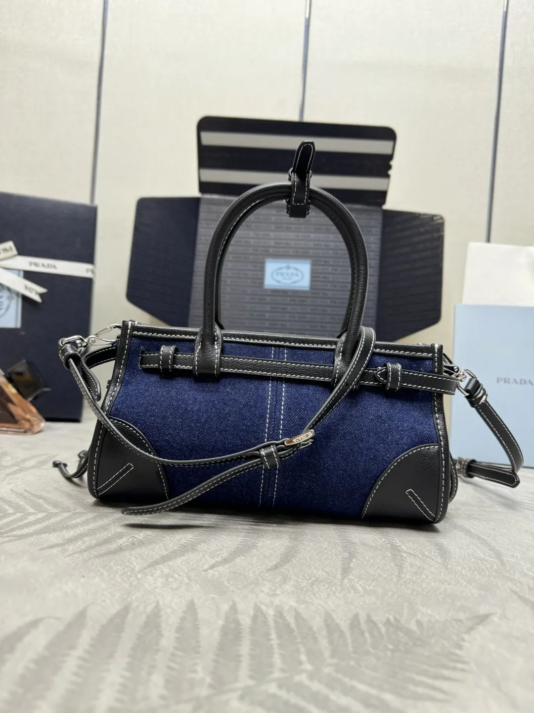 Bonnie Mini Denim & Leather Top-Handle Bag D95016383 — view 2