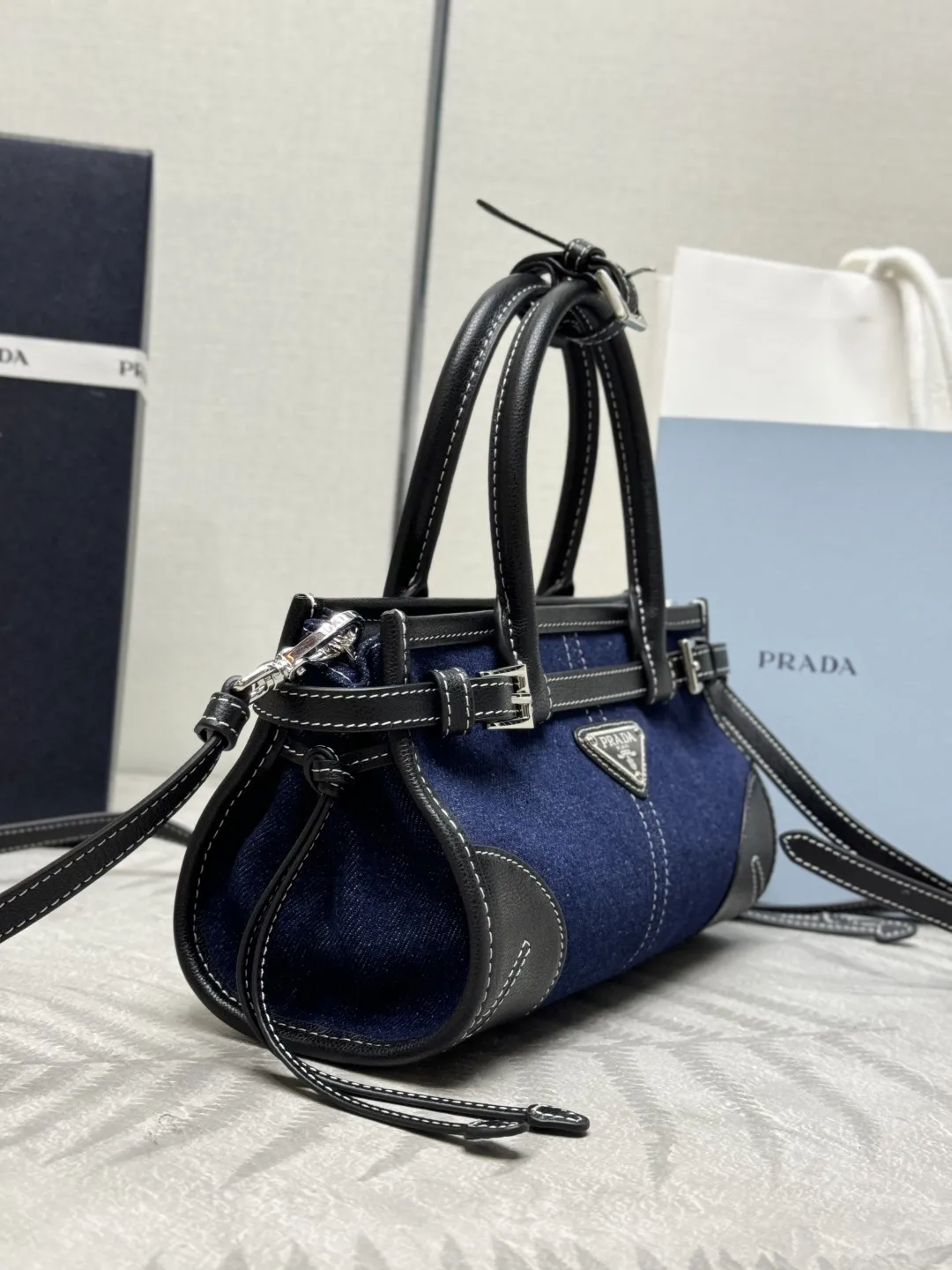 Bonnie Mini Denim & Leather Top-Handle Bag D95016383 — view 4