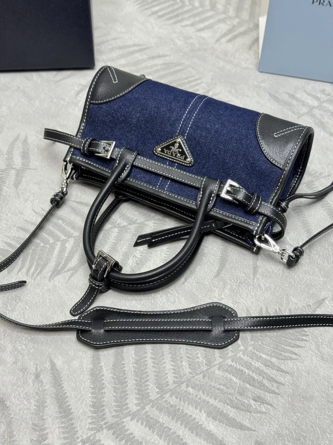 Bonnie Mini Denim & Leather Top-Handle Bag D95016383 — view 5