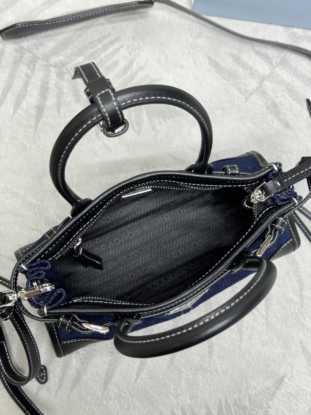 Bonnie Mini Denim & Leather Top-Handle Bag D95016383 — view 8
