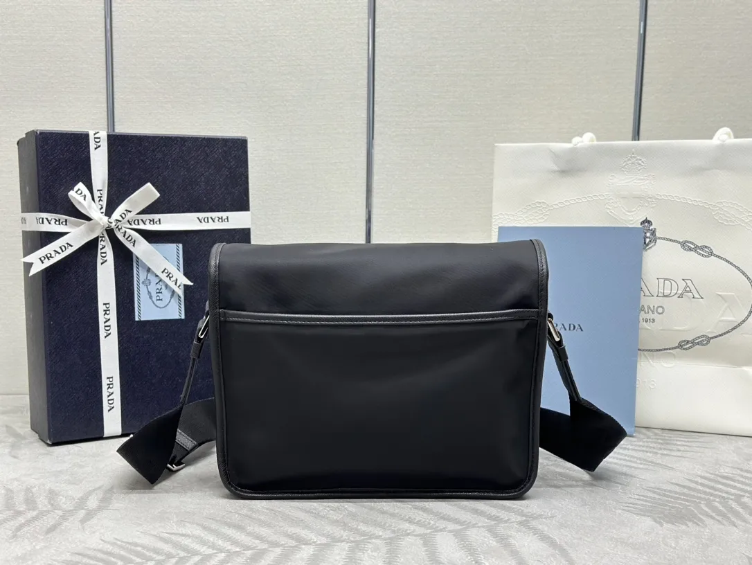 Nylon Saffiano-Trim Messenger Bag with Pouch D78016385 — view 3