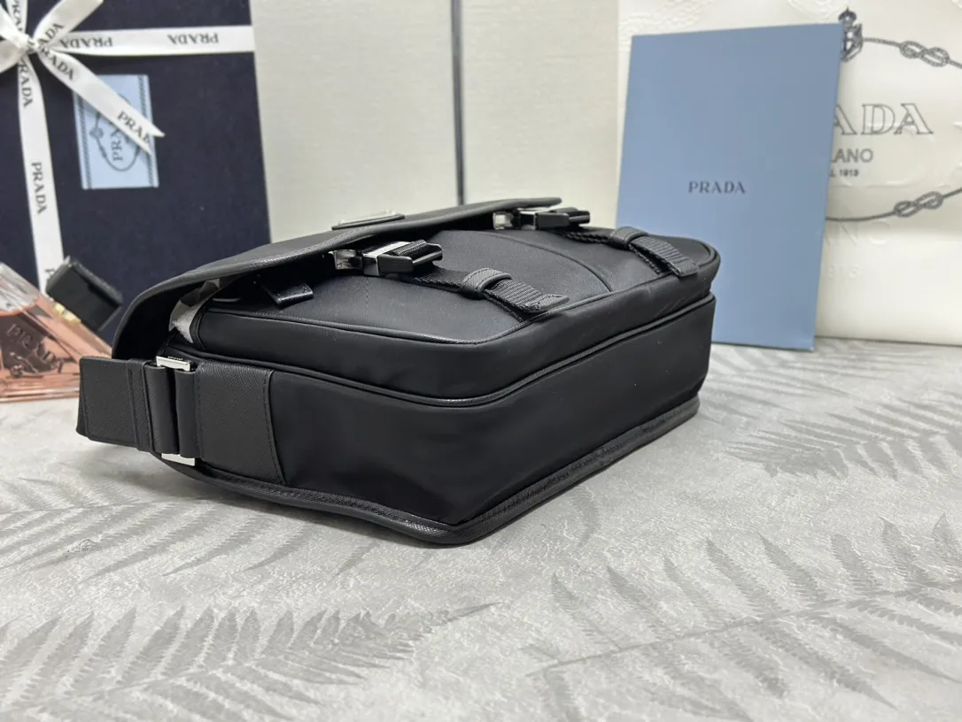 Nylon Saffiano-Trim Messenger Bag with Pouch D78016385 — view 4
