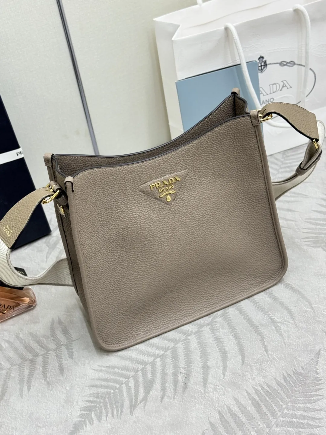 Prada Grained Leather Crossbody Bag with Logo Strap D105016388 — view 3