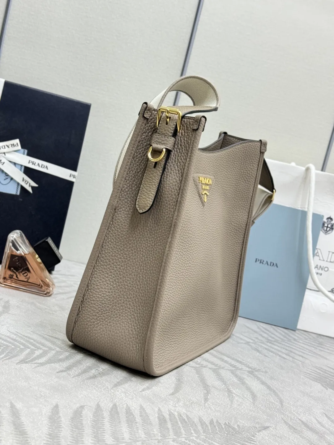 Prada Grained Leather Crossbody Bag with Logo Strap D105016388 — view 4